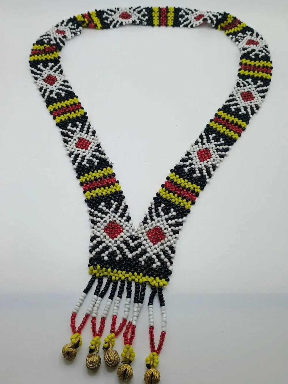 Traditional Filipino Beaded Necklace with Bell Details